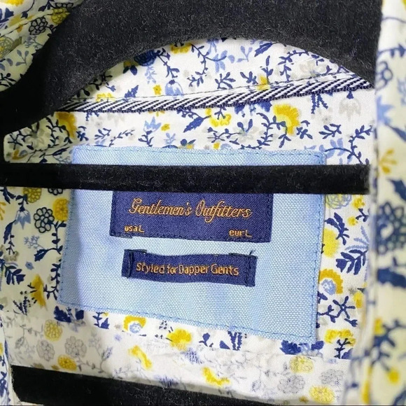 GENTLEMEN'S OUTFITTERS Navy Yellow Floral Button Down Shirt - Picture 5 of 6